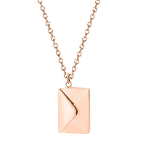 925 Sterling Silver Love Envelope Necklace Rose Gold Plated