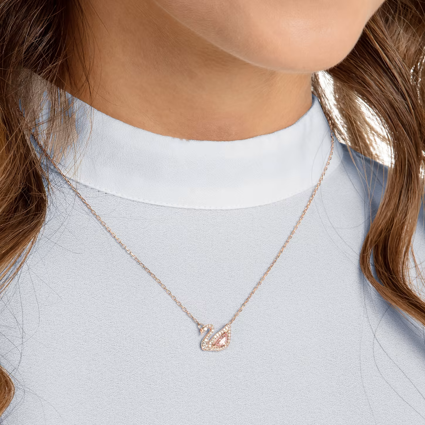 Sterling Silver Rose Gold-Plated Swan Necklace | 925 | 3.25 gm