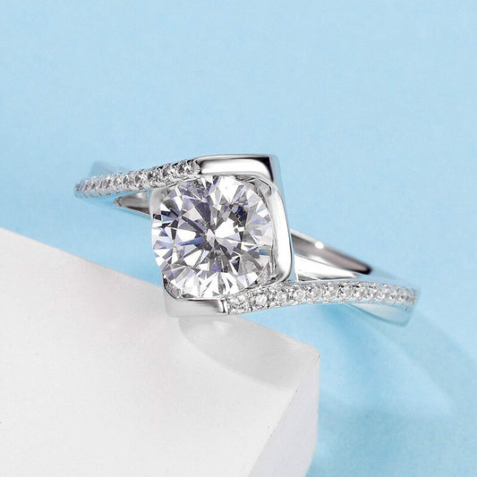 Silver Zircon Stud Flexo Ring