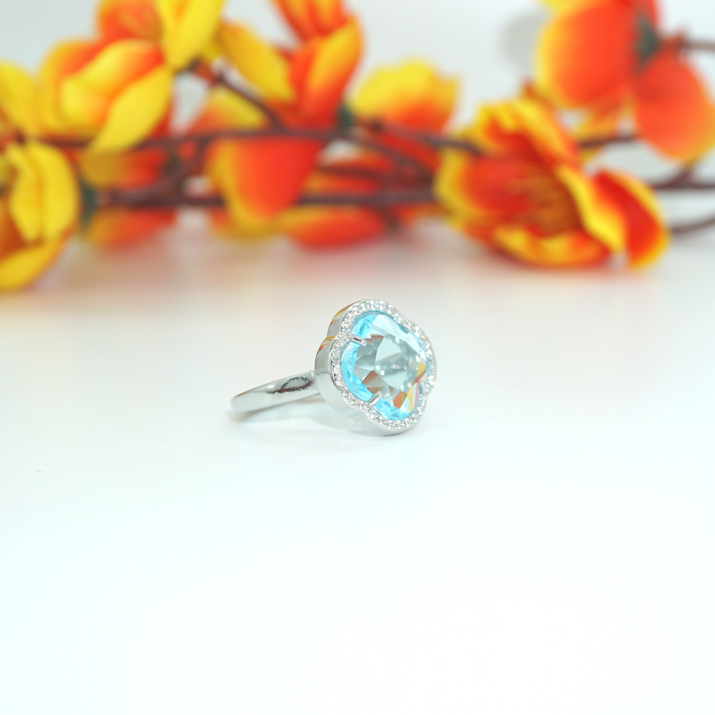 Silver Stereo Blue Stone Ring