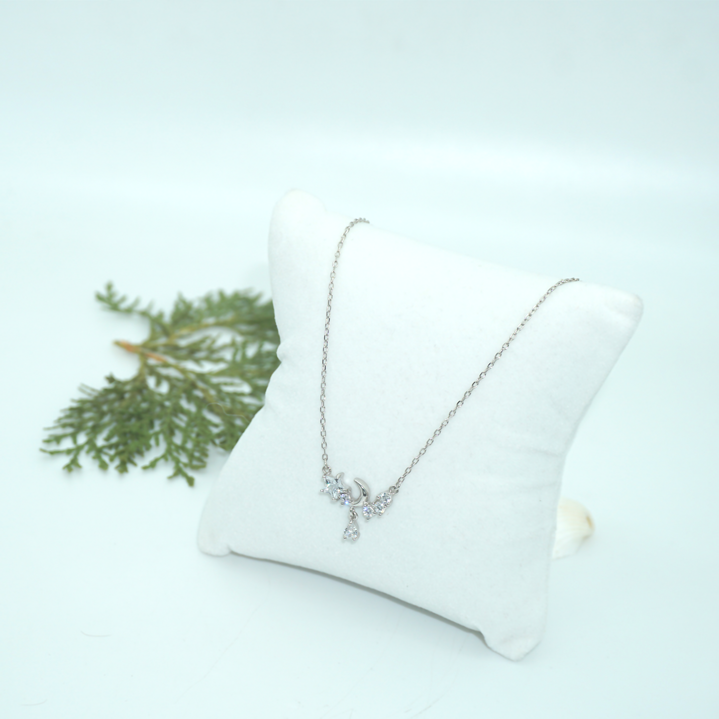 Silver Necklace With Star & Moon