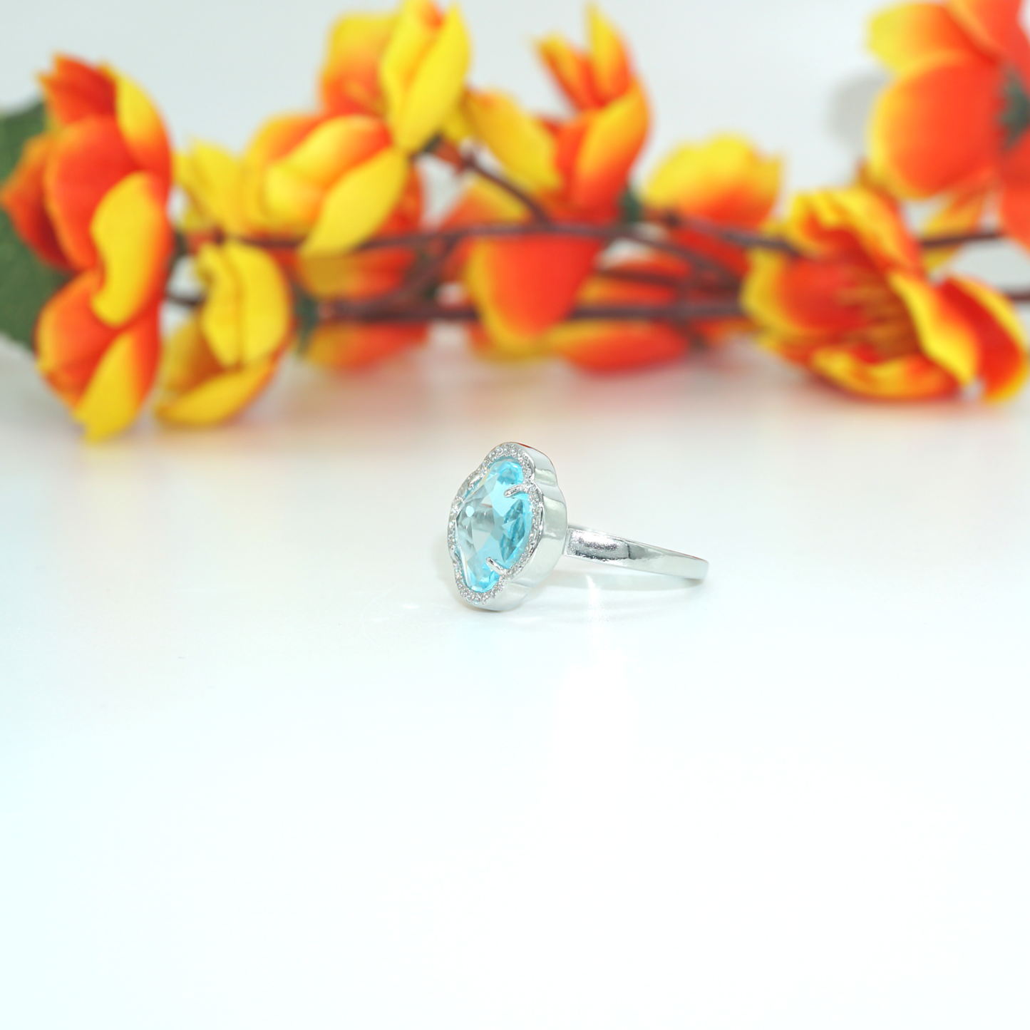 Silver Stereo Blue Stone Ring