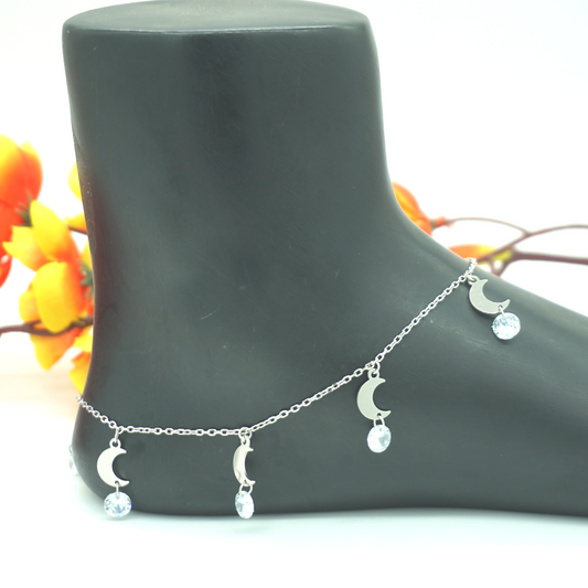 Pure Silver Moon Anklets