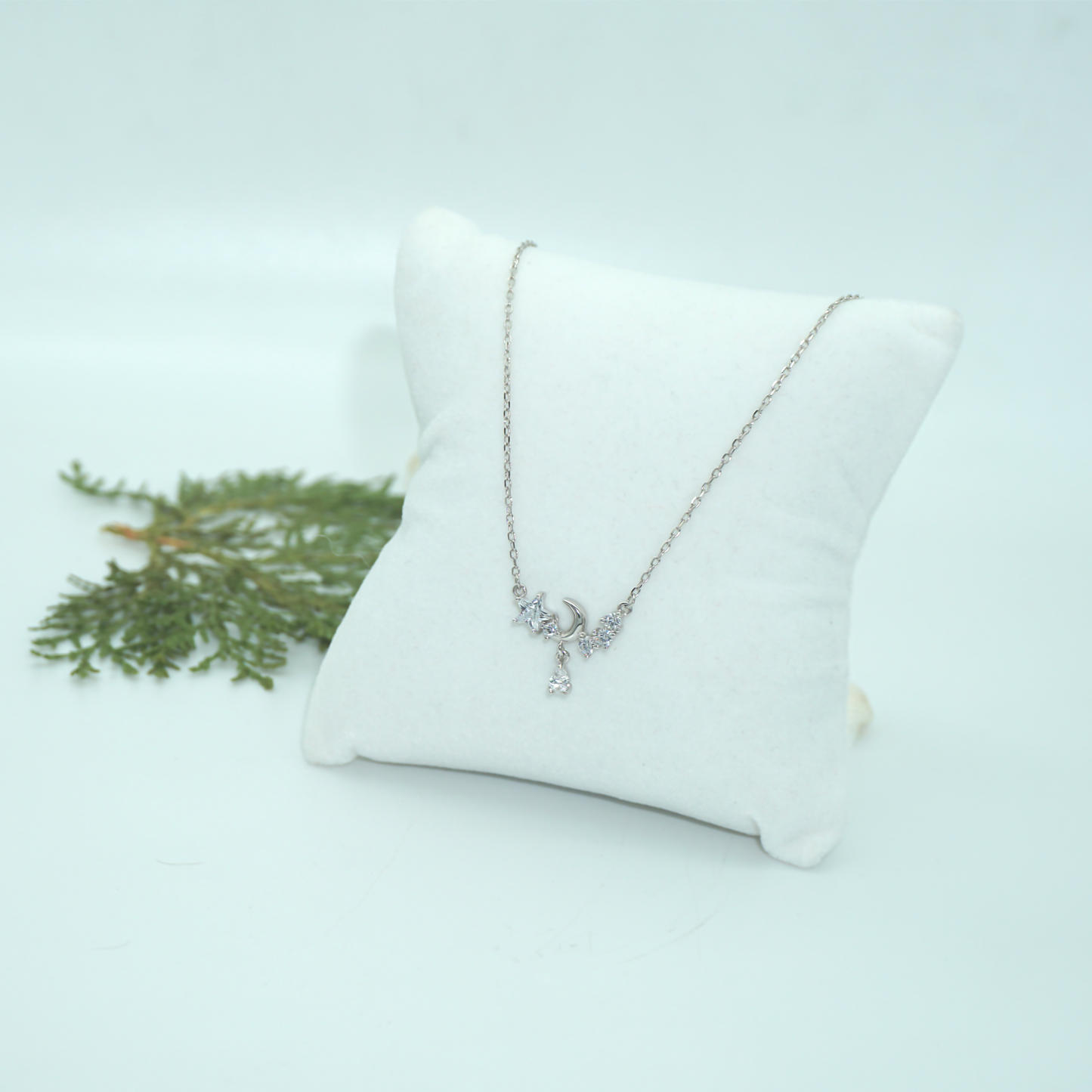 Silver Necklace With Star & Moon