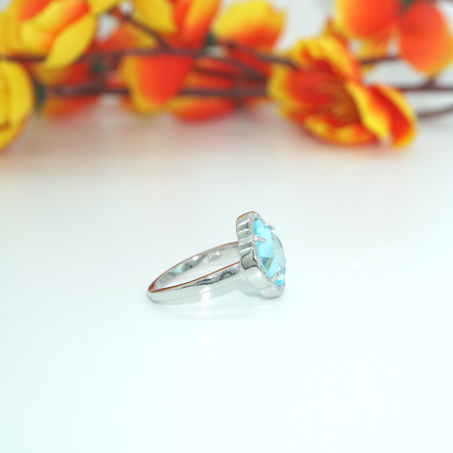 Silver Stereo Blue Stone Ring