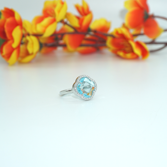 Silver Stereo Blue Stone Ring